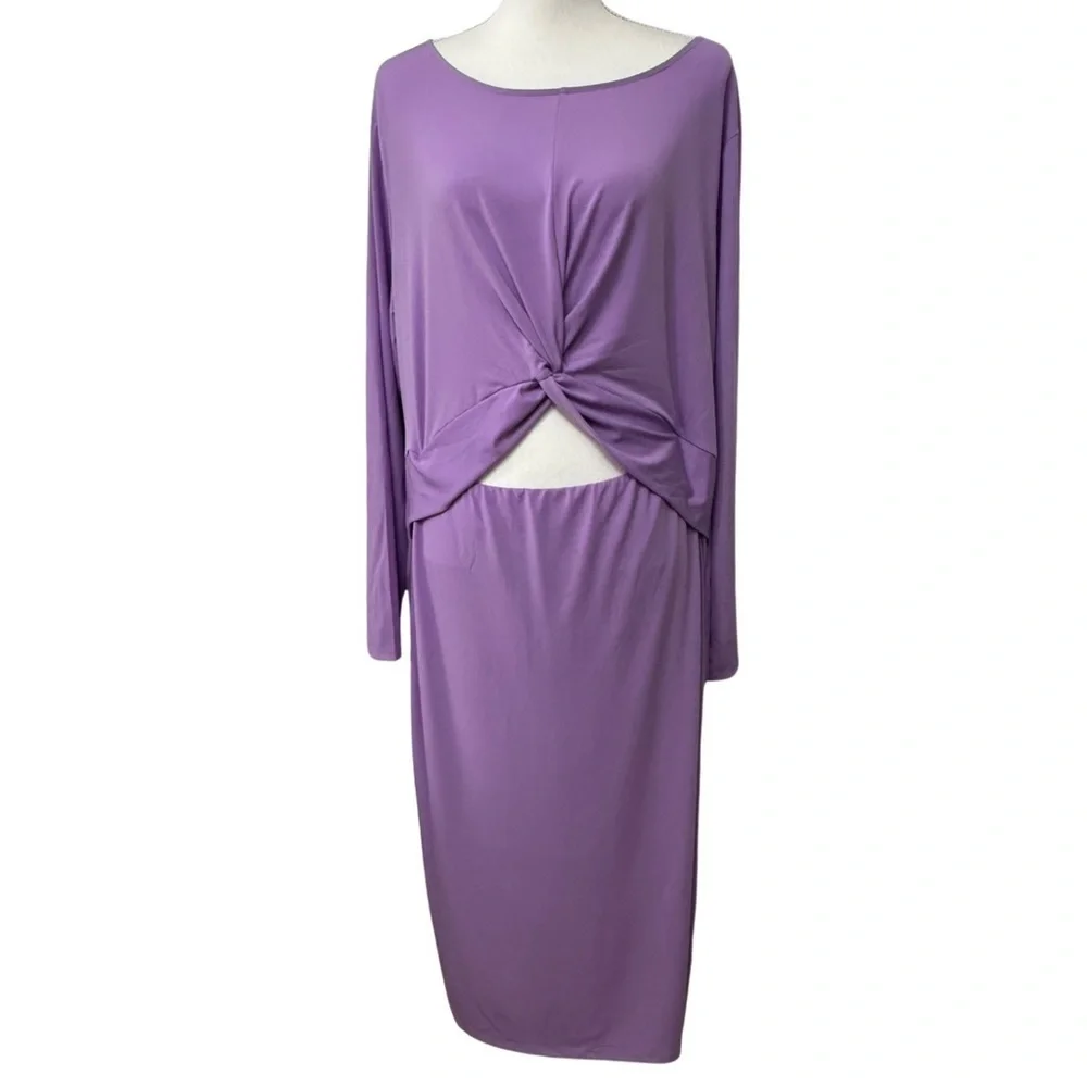 Eloquii Front Twist Cut Out Dress Lilac Size 22 NEW WITH TAGS